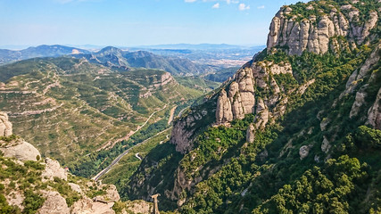 Fototapeta na wymiar View down from the mountain of Montserrat. Location: 50 km from Barcelona, Spain.