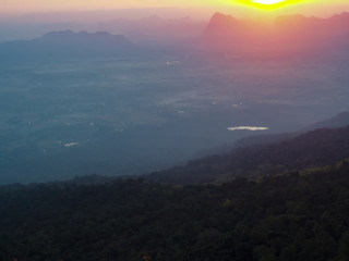 Dawn in the mountains. Morning.
