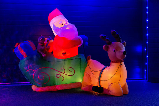 Santa And Reindeer Inflated