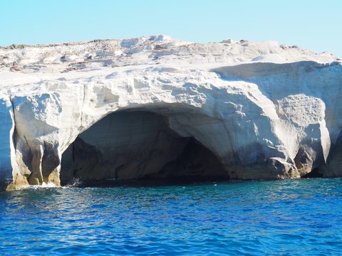 White Rock Cave In Milos Greece