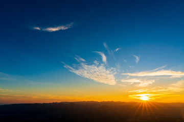 Fototapeta na wymiar Setting Sun panorama at Sunset