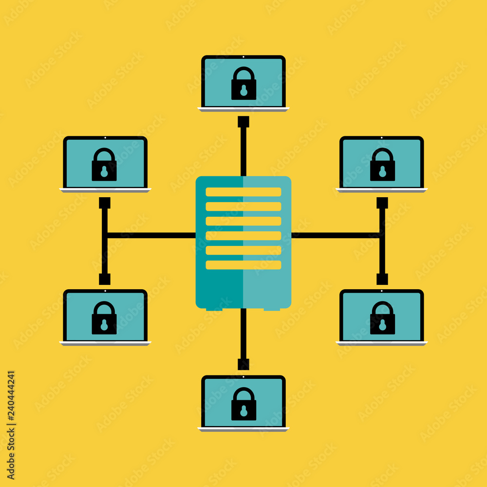 Poster vector of block chain technology flat design concept.