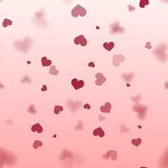 Falling red hearts for Valentine's Day card. Vector