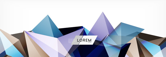 Triangle 3d polygonal art style. Future geometric design. Vector geometry futuristic illustration