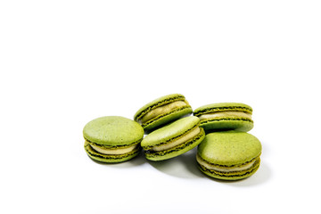 various colorful sweet macarons cookies for dessert