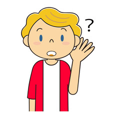 耳に手を当てる外国人女性