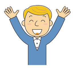 万歳をする外国人男性