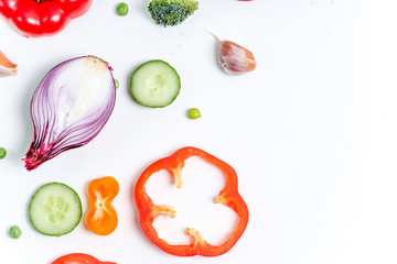 a fresh group of vegetables on white background