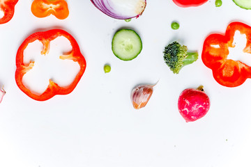 a fresh group of vegetables on white background