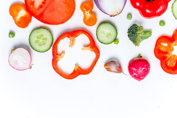 a fresh group of vegetables on white background