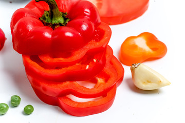 a fresh group of vegetables on white background