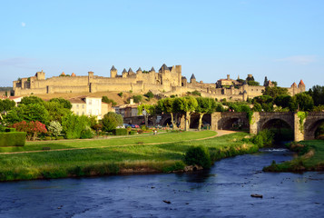 Fototapeta na wymiar Fortified city of Carcassonne in France