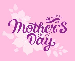 Happy Mothers Day text with flowers decoration
