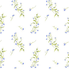 Seamless pattern with flowers of forget-me-nots