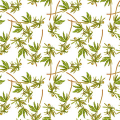 Seamless pattern with green plants