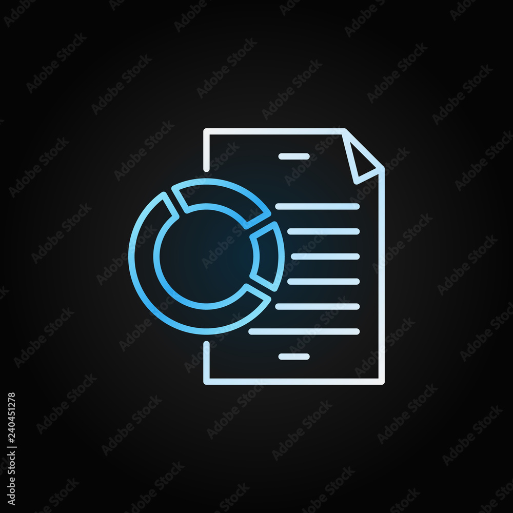 Poster business report with pie chart vector colorful icon. document with pie chart symbol in outline style