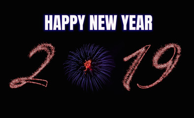 Fireworks concept background.2019 Happy new year.