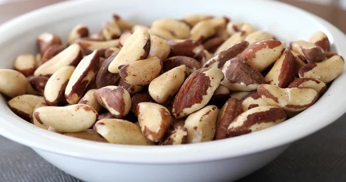 Bowl of Brazil nuts. Healthy and beneficial food