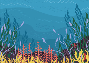 Underwater nature background. Vector Illustration