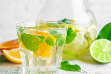 Fototapeta premium refreshing cold citrus water with mint