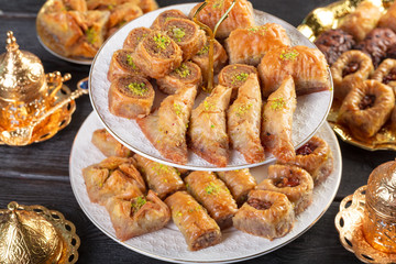 traditional dessert baklava,well known in middle east and delicious