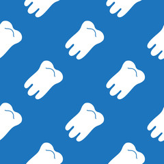 Seamless pattern design with teeth on blue background. Vector illustration.