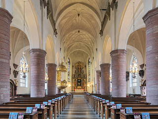 Interior of Saint James's Church (Sankt Jacobs kyrka) in Stockholm, Sweden. The first church on...