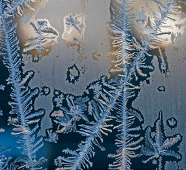 inclined to frost line, patterns on the window glass