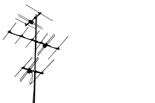 old televisions antenna isolated on white background