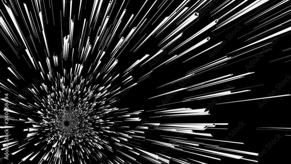 Poster white line tunnel flythrough - perspective view, seamless loop
