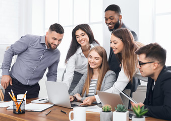 Young creative managers team working with new project