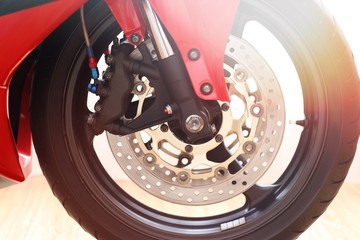 The brake system of a sports motorcycle