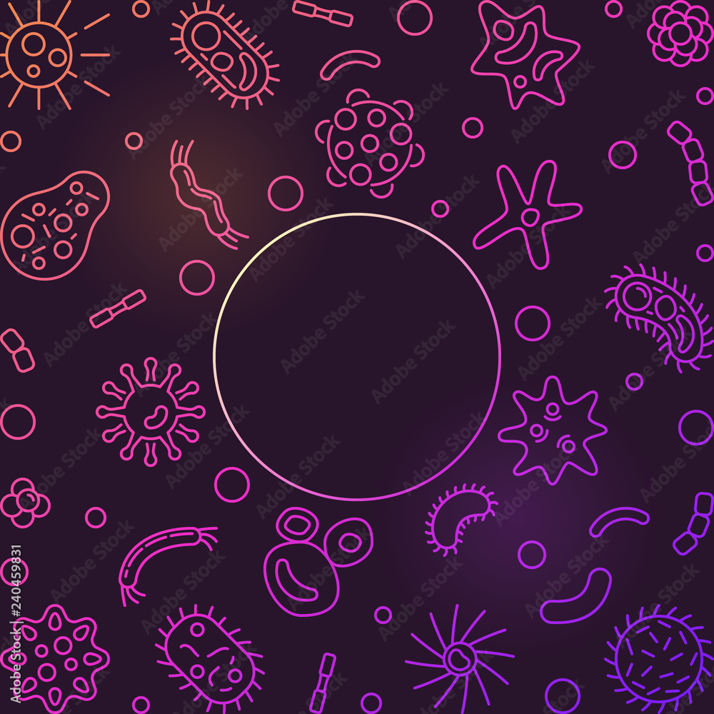 Poster virus colorful frame or background with place for your text - vector creative illustration in thin l