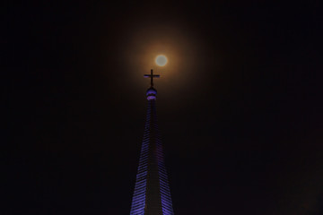 The cross and the moon background