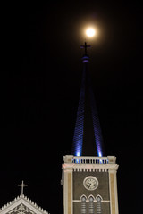 The cross and the moon background