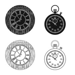 Plakat Vector illustration of clock and time symbol. Set of clock and circle stock symbol for web.