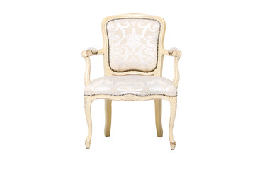 Old vintage luxury armchair isolated on white background.