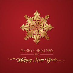 Merry Christmas and New Year Typographical with Snowflake Icon