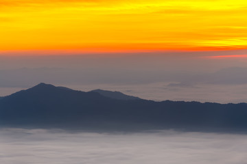 Landscape of sunrise on Mountain at  of Phu Chi Dao ,Thailand