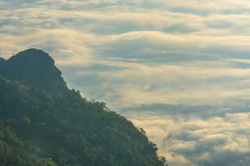 Landscape of sunrise on Mountain at  of Phu Chi Dao ,Thailand