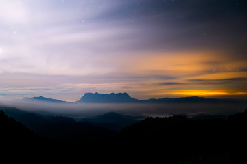 Landscape of sunrise on Mountain at Doi Luang Chiang Dao, ChiangMai ,Thailand