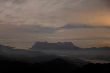 Landscape of sunrise on Mountain at Doi Luang Chiang Dao, ChiangMai ,Thailand