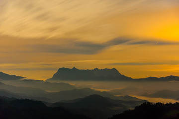 Landscape of sunrise on Mountain at Doi Luang Chiang Dao, ChiangMai ,Thailand