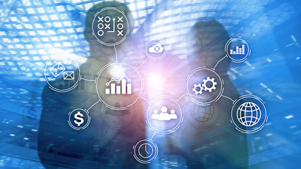 Business process automation concept on blurred background.