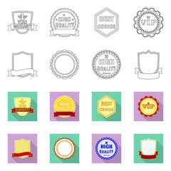 Vector illustration of emblem and badge icon. Collection of emblem and sticker stock symbol for web.
