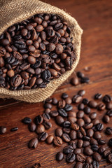 Coffee beans in sacks