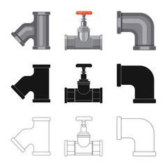 Vector design of pipe and tube sign. Collection of pipe and pipeline stock vector illustration.