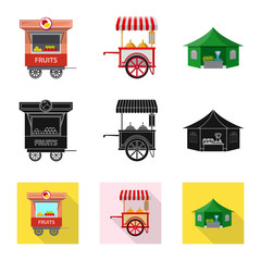 Vector illustration of market and exterior icon. Collection of market and food stock symbol for web.