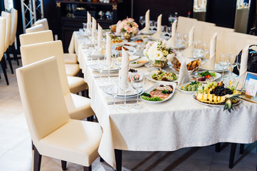 table set for wedding or another catered event