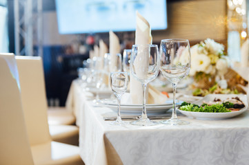 table set for wedding or another catered event